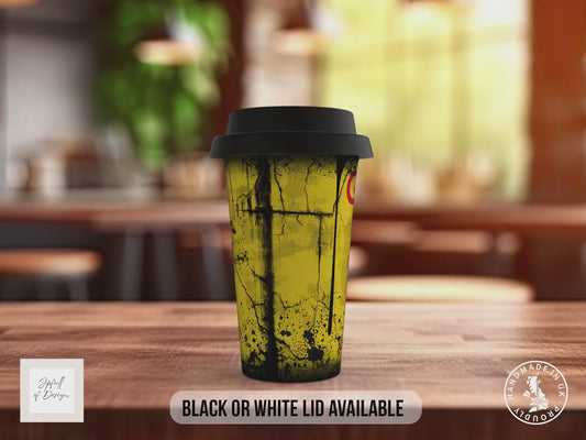 Golden Shell Travel Mug – Retro Motor Oil Insulated Coffee Cup