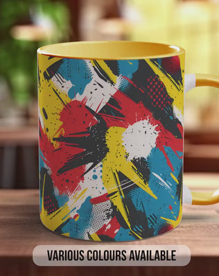 Abstract Comic Pop Pattern Full Wrap Coloured Art Mug - Design 12