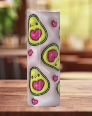 Puffy Print Avocado 20oz Insulated Tumbler With lid and straw!