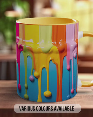 3D Paint Drip Mug | Full Wrap Colourful Coffee Mug | Ceramic, Bone China or Latte Mug | Abstract Art | Handmade UK