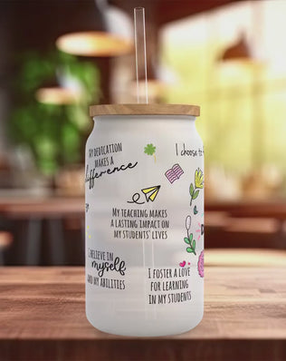 Teacher Daily Affirmations – Full-Wrap Frosted Glass Can