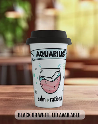 Aquarius Travel Mug – Zodiac Star Sign Insulated Coffee Cup Gift