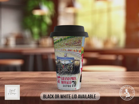 Monaco 70’s Grand Prix Travel Mug – Retro F1 Racing Insulated Cup