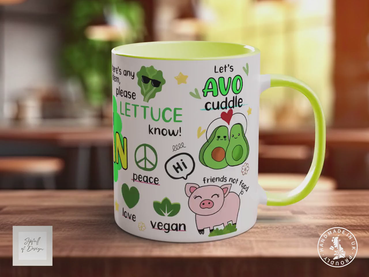 The Happy Vegan Coloured Mug - Motivational and Uplifting to help Mental Health