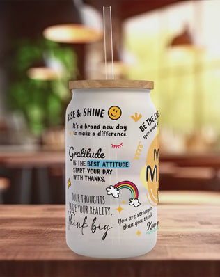 Morning Mindset Mug Frosted Glass Can