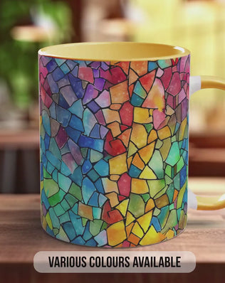 Watercolour Rainbow Stained Glass Pattern Full Wrap Coloured Art Mug - Design 2