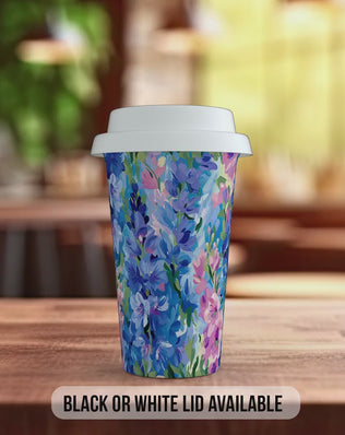 Birth Month Travel Mug - July Larkspur & Water Lily | Insulated Coffee Mug, Spill Proof