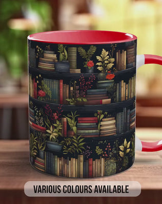 Book Shelf Pattern Full Wrap Coloured Art Mug - Design 9