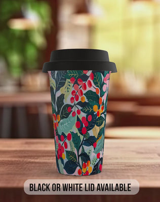 Birth Month Travel Mug – December Narcissus & Holly | Insulated Coffee Mug, Spill Proof Lid