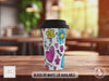 Love You Mum Travel Mug – Colourful Heart & Flower Design – Mother’s Day Gift – Black or White Lid