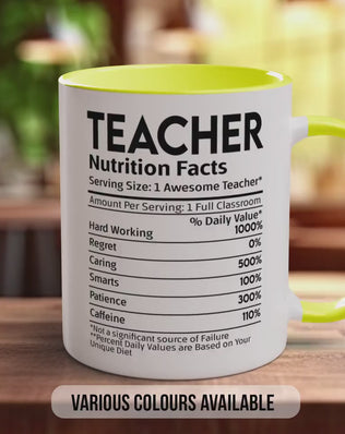 Teacher Funny Mug - Nutritional Facts Design | Premium Ceramic Dishwasher Safe Gift