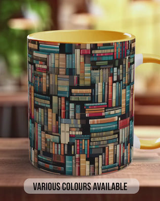 Book Shelf Pattern Full Wrap Coloured Art Mug - Design 5