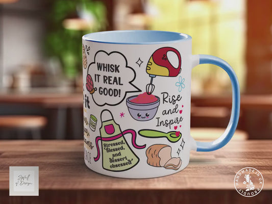 Life Is What You Bake It Mug | Full Wrap Baking Doodle Design