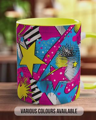 Abstract Comic Pop Pattern Full Wrap Coloured Art Mug - Design 1