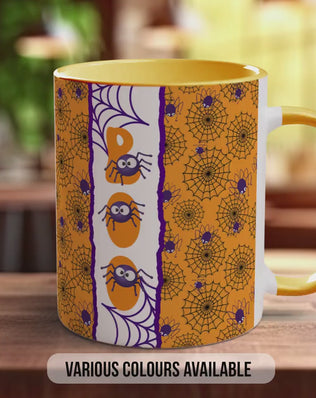 Halloween Spider Web Mug: Colorful Spiders & 