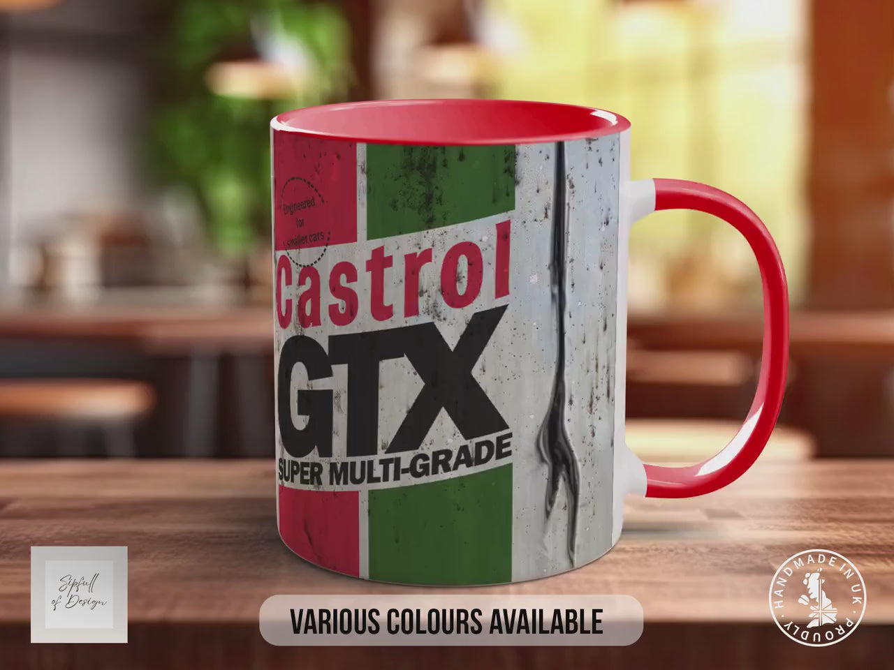 Castrol GTX Mug – Retro Motor Oil Design | Vintage Garage Gift for Car Lovers | Handmade in Sussex UK