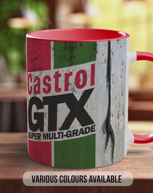 Castrol GTX Mug – Retro Motor Oil Design | Vintage Garage Gift for Car Lovers | Handmade in Sussex UK