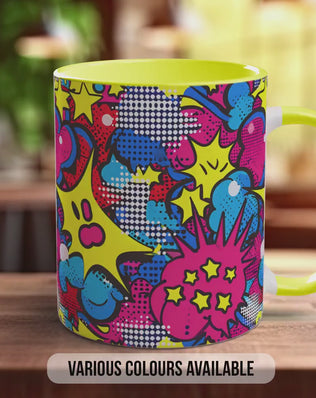 Abstract Comic Pop Pattern Full Wrap Coloured Art Mug - Design 3