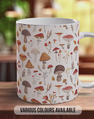 Mushroom Garden Pattern Full Wrap Coloured Art Mug - Design 2
