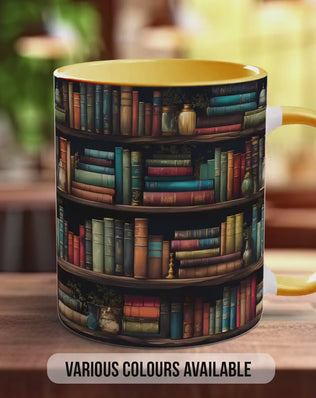Book Shelf Pattern Full Wrap Coloured Art Mug - Design 2