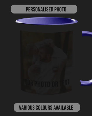 Photo and Text Personalised Photo Mug - Coloured with Your Photos - Coloured 11oz and Bone China 15oz options