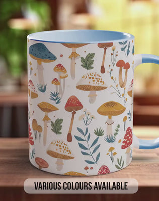 Mushroom Garden Pattern Full Wrap Coloured Art Mug - Design 11