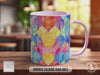 Watercolour Rainbow Stained Glass Pattern Full Wrap Coloured Art Mug - Design 10