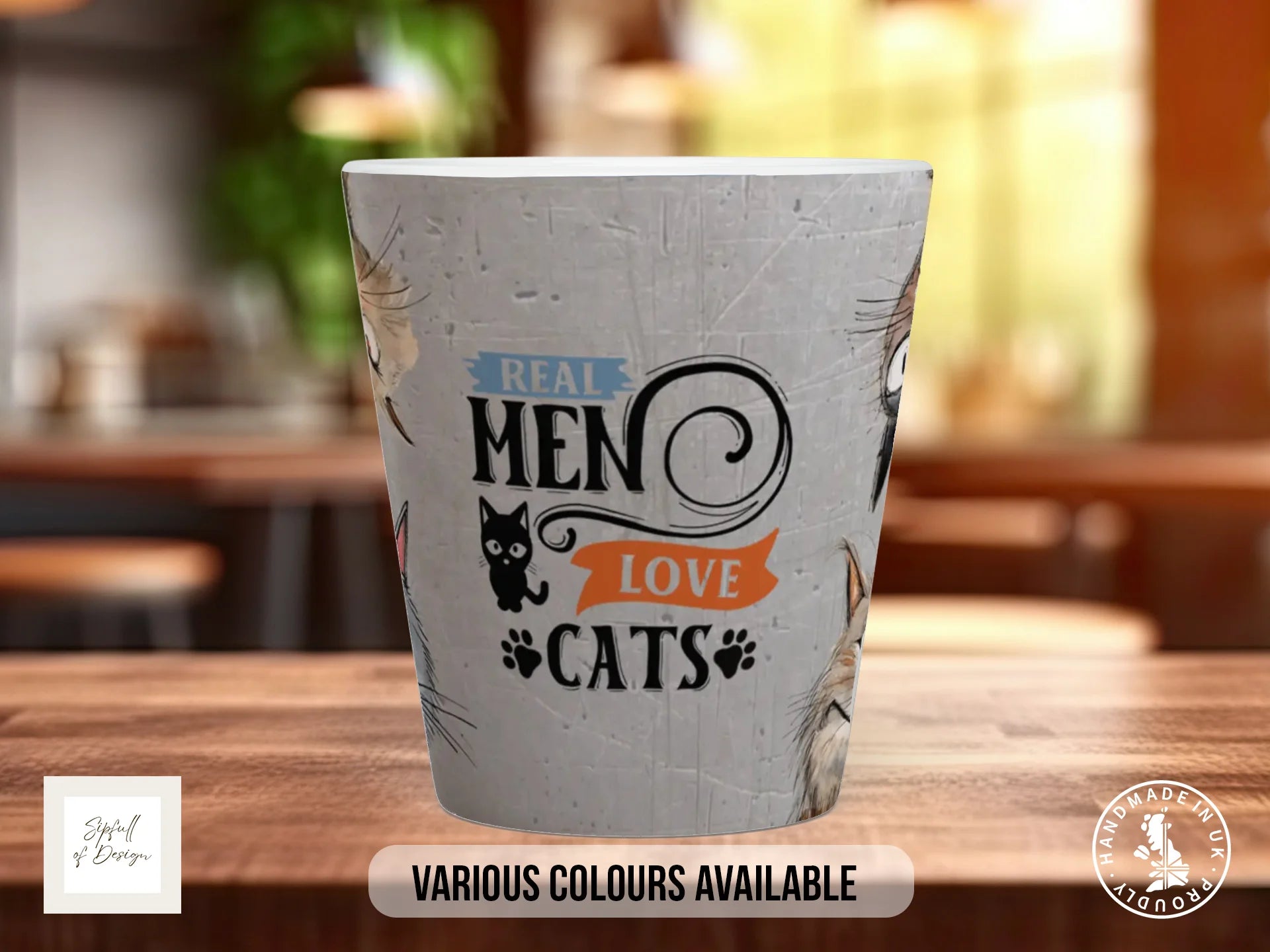 Real Men Love Cats Mug |Cat Dad Coffee Mug | Handpressed UK 12oz Latte