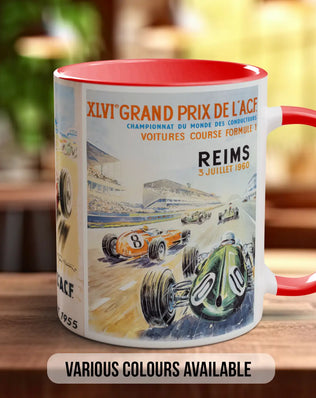 Grand Prix 1950s Mug | Vintage Formula 1 Racing Poster Gift