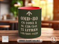 OMD-80 Military Oil Mug | Vintage Army Green Ceramic Cup | Handmade Retro Gift