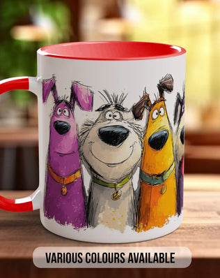 Colourful Dog Crowd Mug | Playful Dog Art