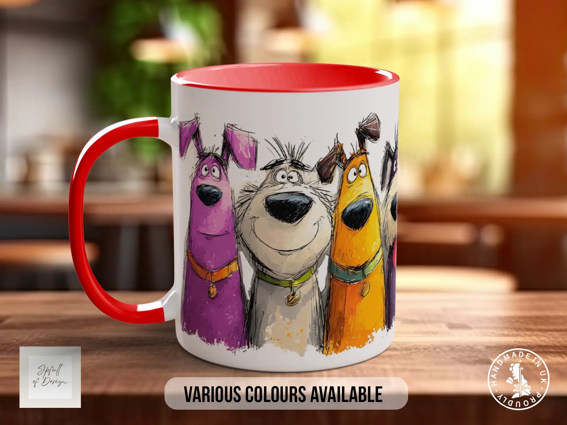Colourful Dog Crowd Mug | Playful Dog Art