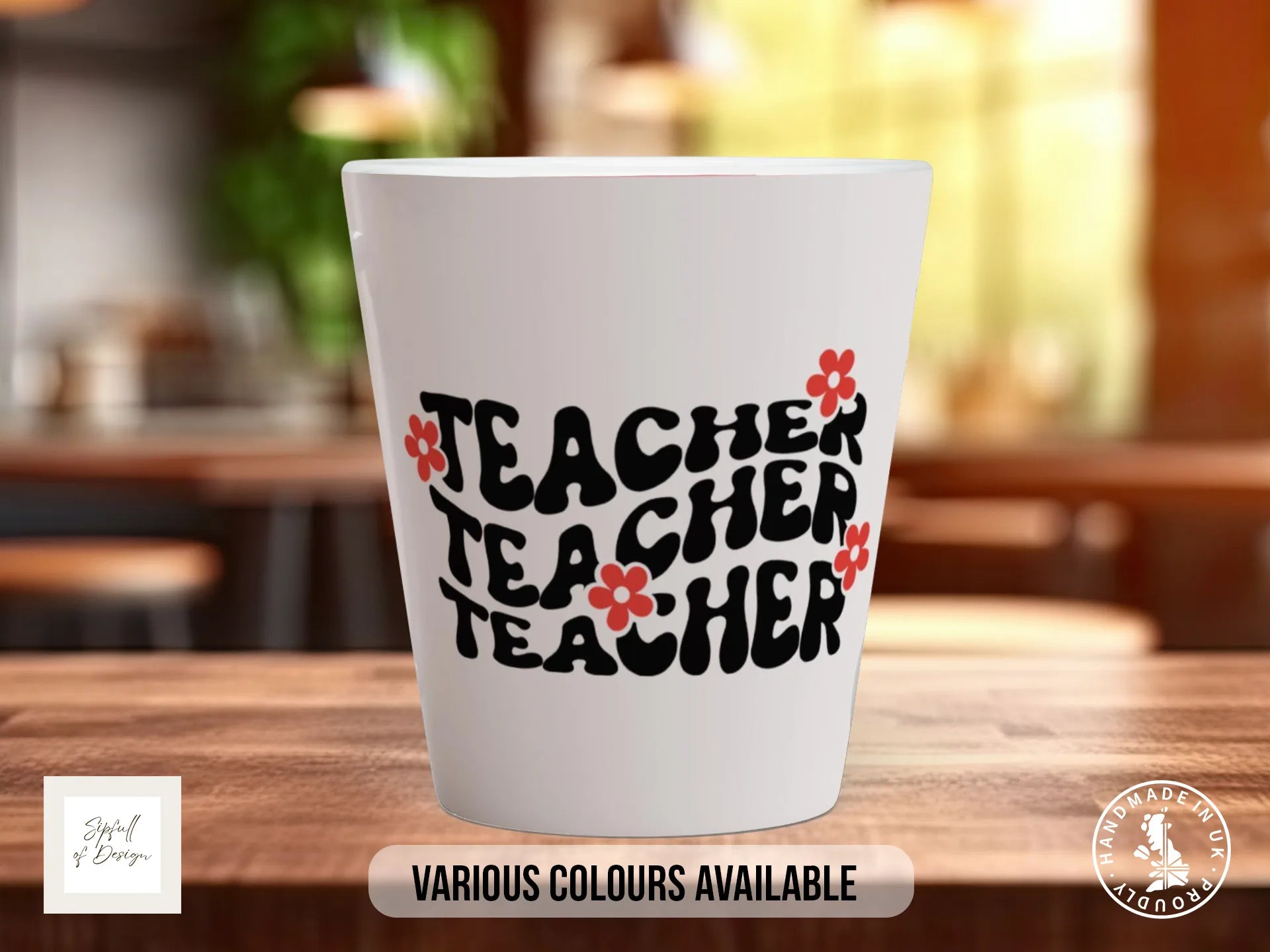 Retro Teacher Mug with Flowers | Floral Teacher Gift 12oz Latte