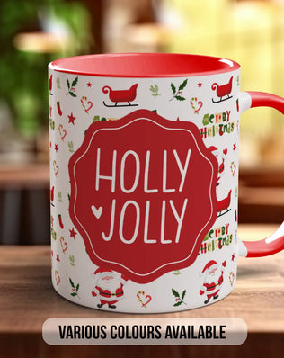 Holly Jolly Christmas Mug – Festive Santa & Sleigh Design