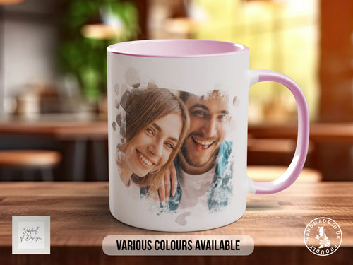 Personalised Watercolour Photo Mug | Dreamy Couples Valentine's Gift