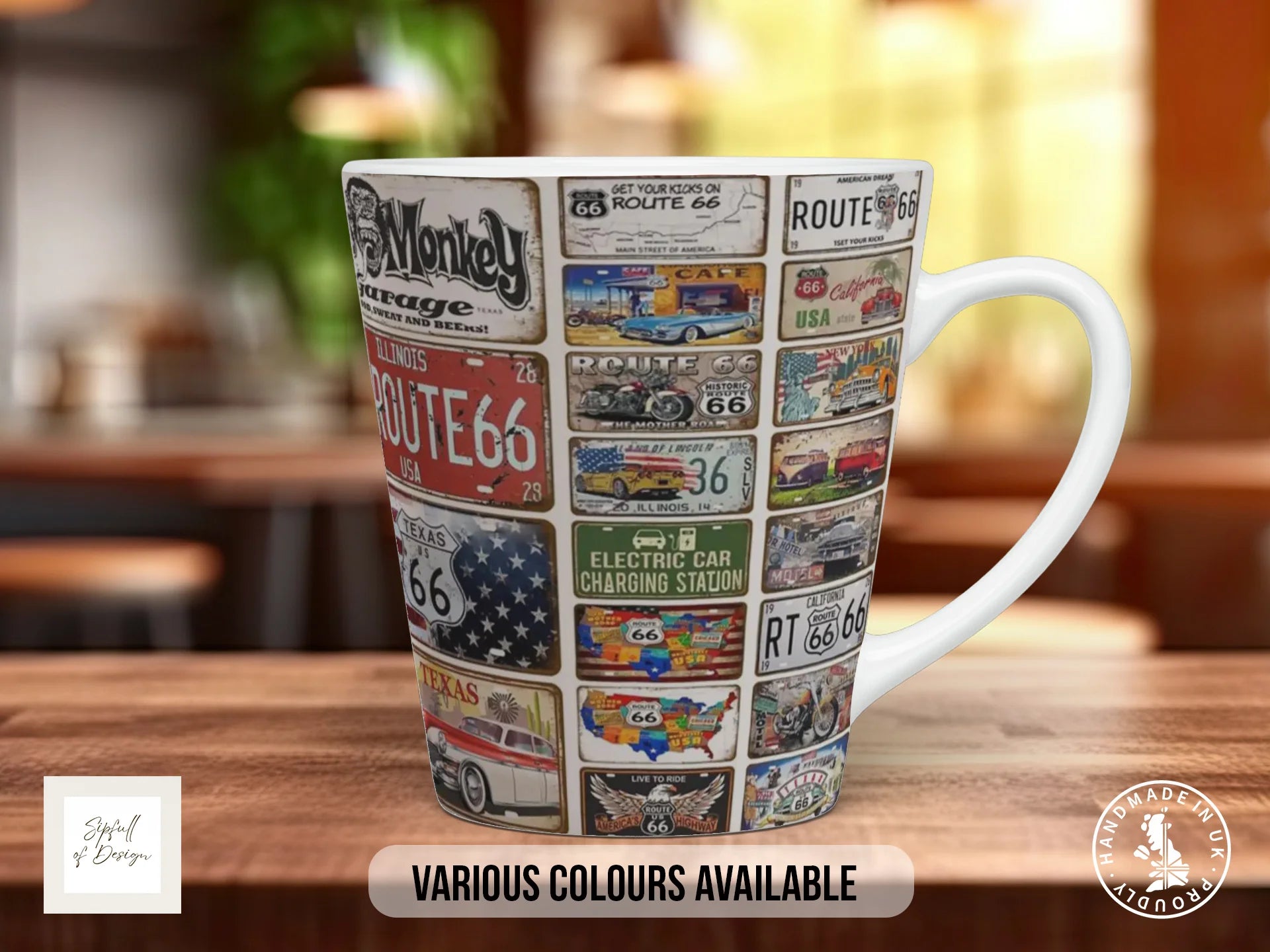 Route 66 Live to Ride Mug | Vintage Biker Americana Gift 12oz Latte