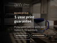 1-year print guarantee — dishwasher and microwave safe (ceramic and bone china mugs)
