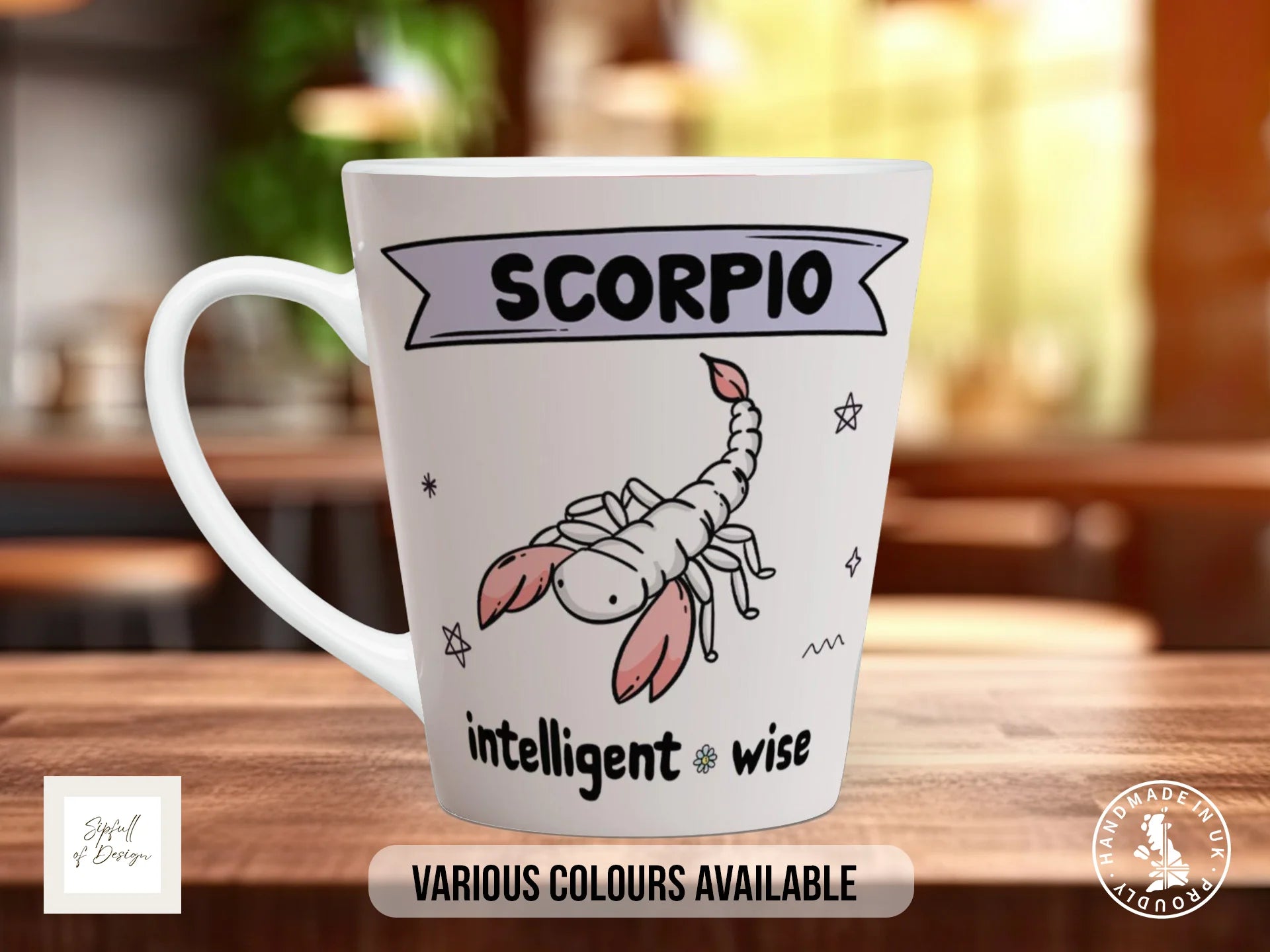 Scorpio Zodiac Mug | Intelligent & Wise | Cute Zodiac Gift 12oz Latte