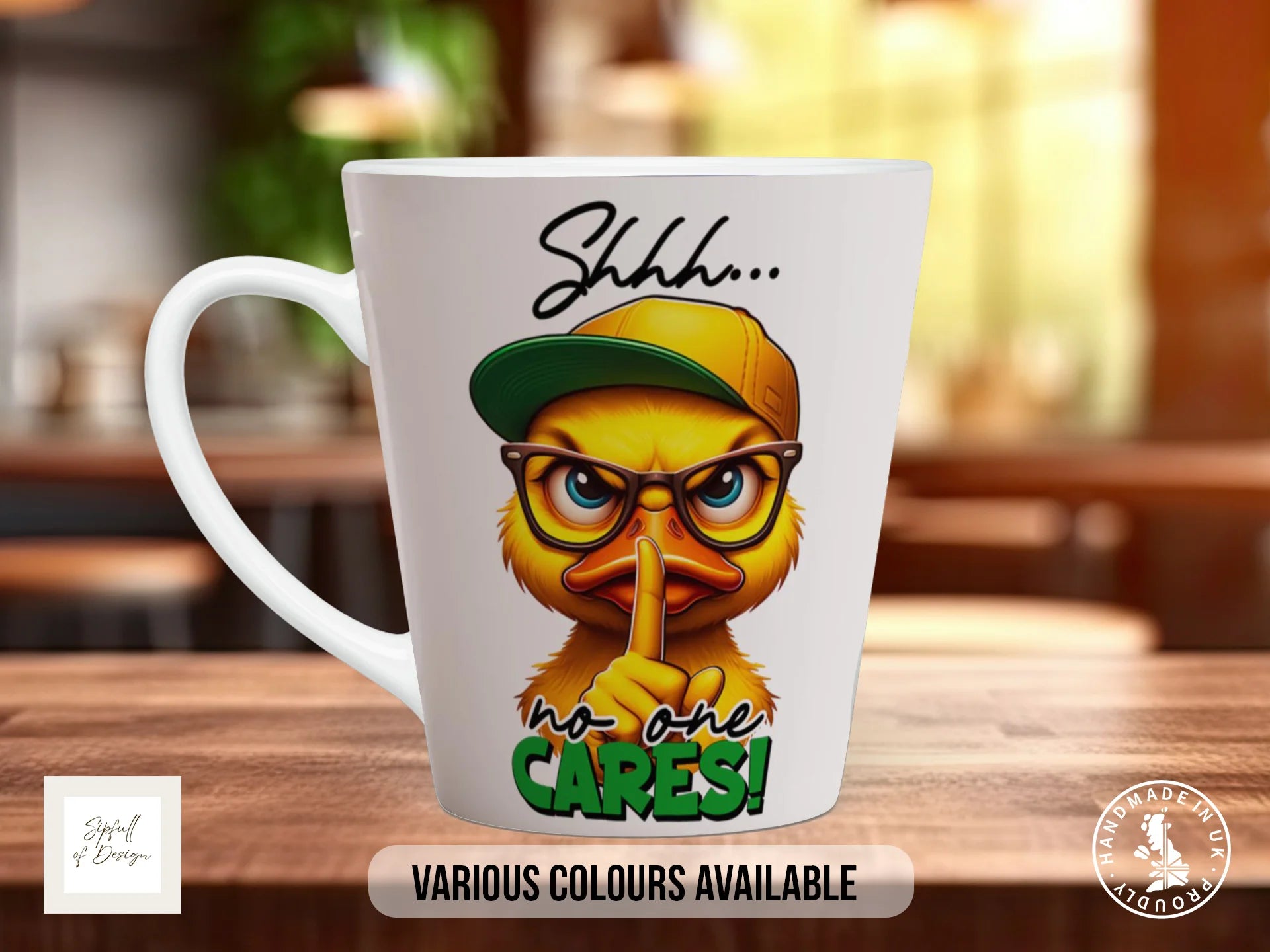 Shhh No One Cares Duck Mug | Funny Sarcastic Gift 12oz Latte