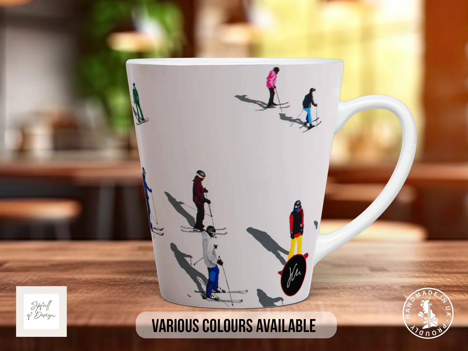 Ski People Mug | Joel Clark Signature Art | People in Places Series 12oz Latte