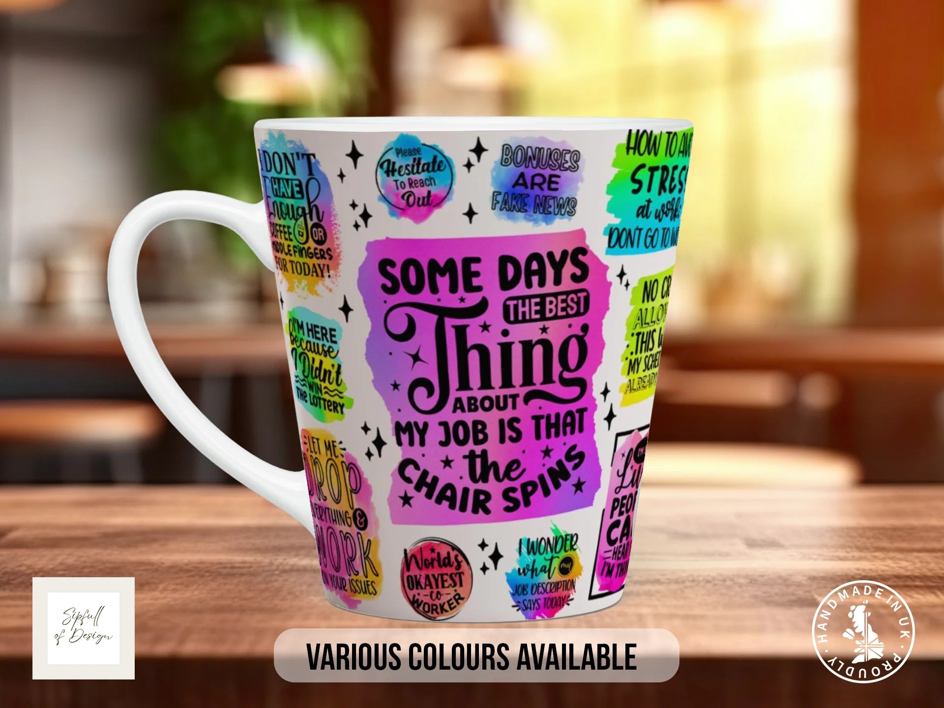 The Best Thing About My Job is the Chair Spins Mug | Funny Office Gift 12oz Latte