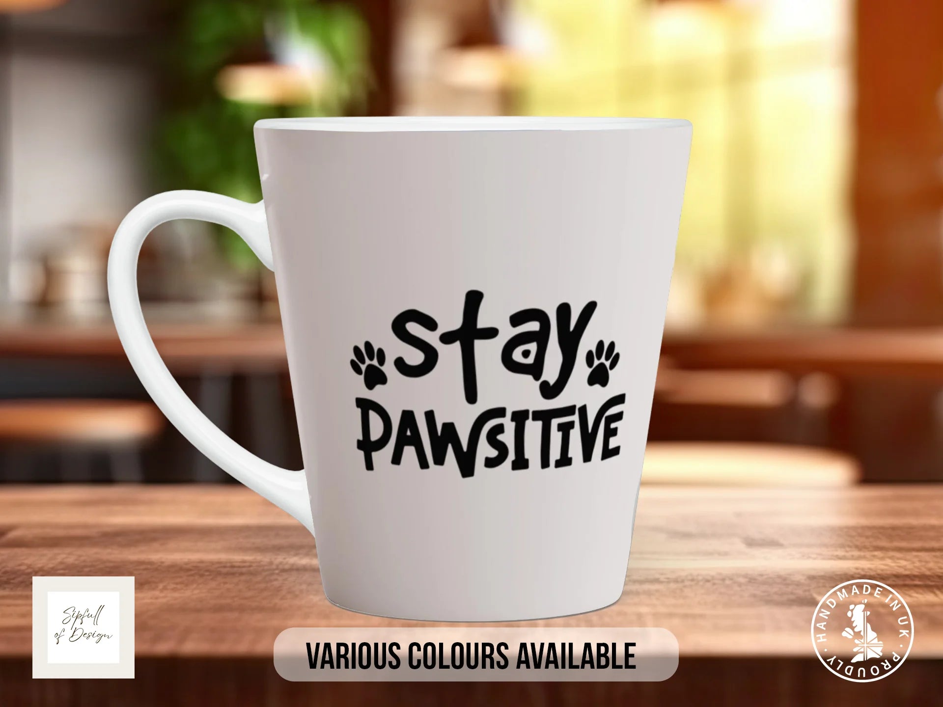 Stay Pawsitive Mug | Funny Dog Pun Gift 12oz Latte