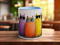 Cats in Sunglasses Mug – cool cats in shades, centre view