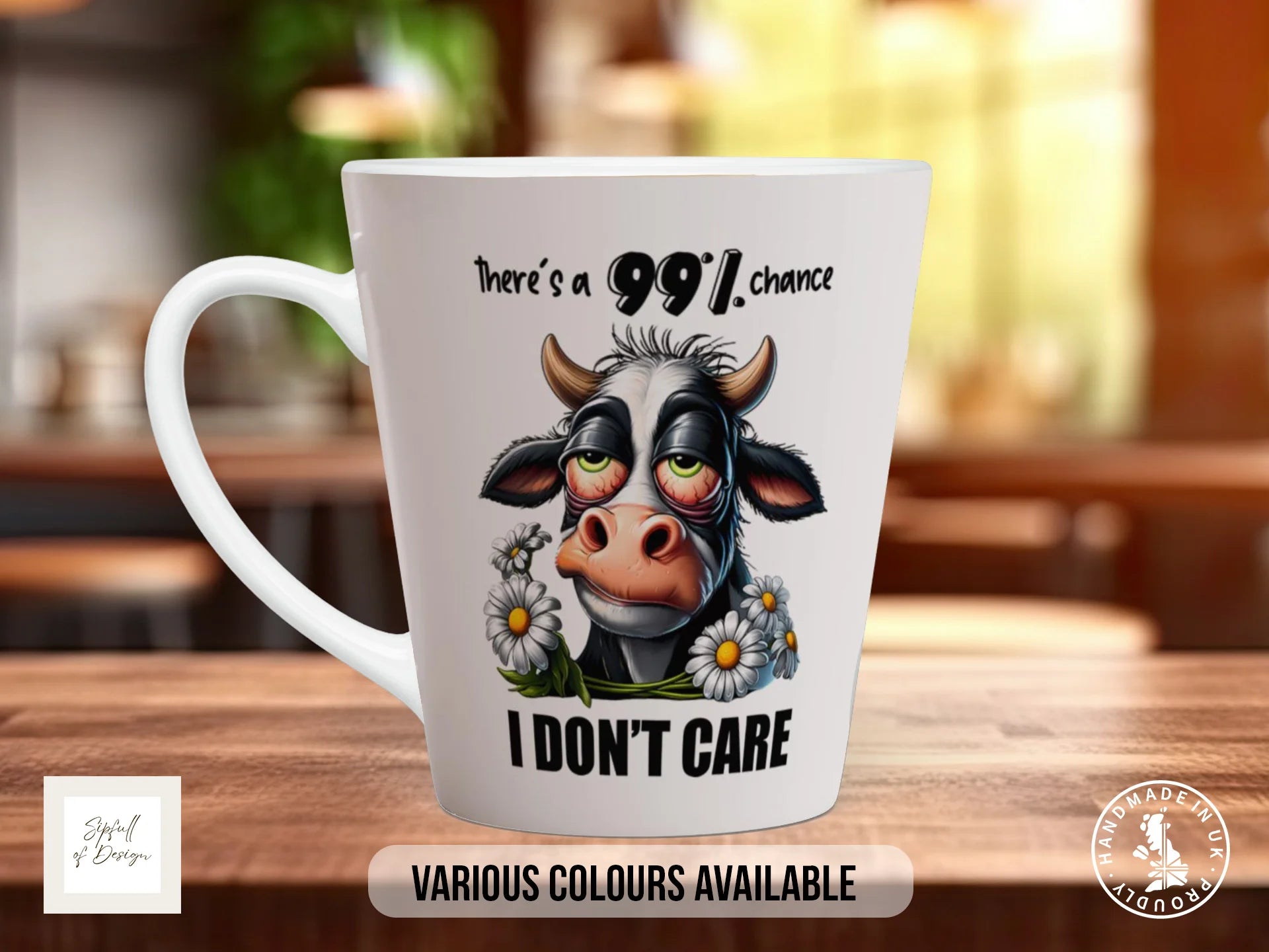There's a 99% Chance I Don't Care Cow Mug | Funny Sarcastic Gift 12oz Latte