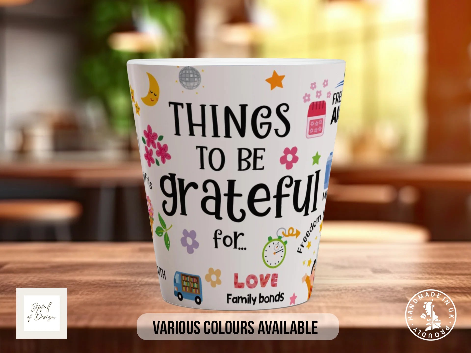 Things to Be Grateful For Mug | Mindfulness & Gratitude Gift 12oz Latte
