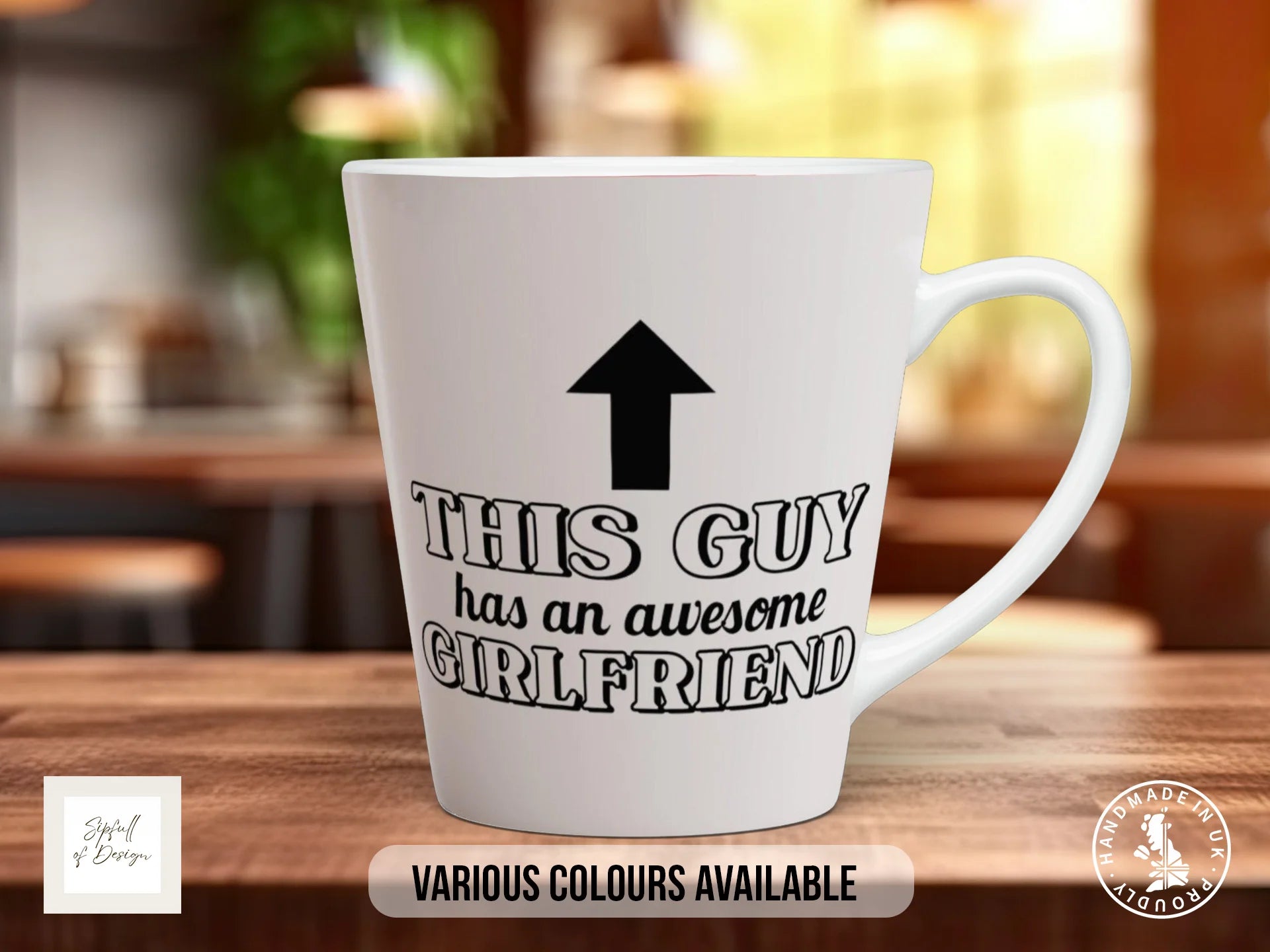 This Guy Has An Awesome Girlfriend Funny gift Valentines Coloured Mug 12oz Latte