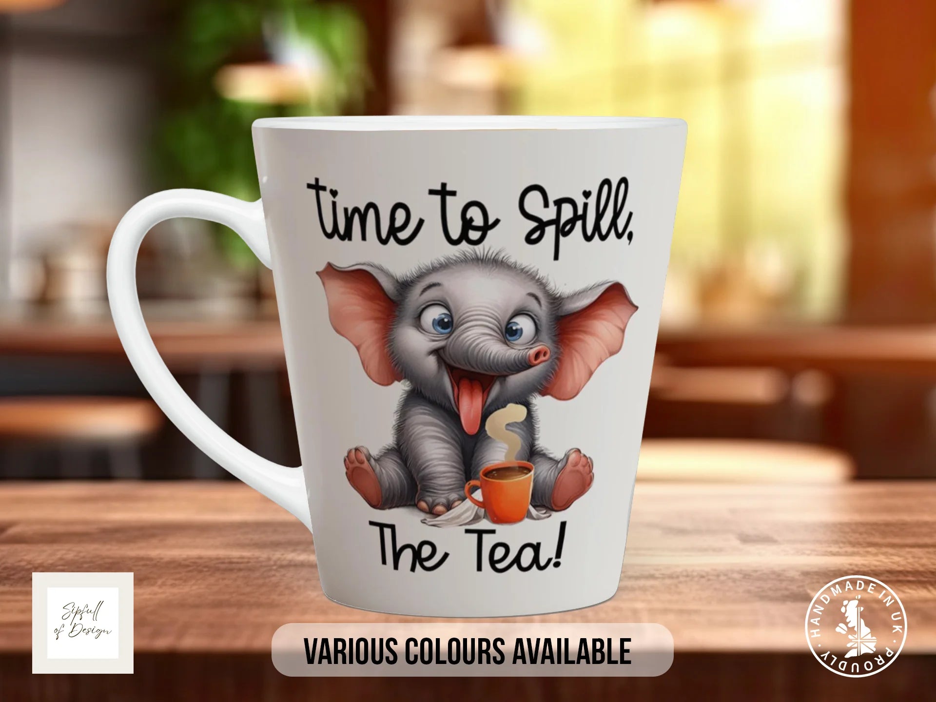 Time to Spill the Tea Elephant Mug | Funny Gossip Gift 12oz Latte