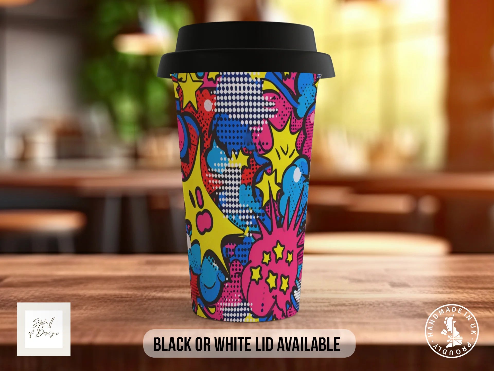 Comic Pop Full Wrap Mug – Design 3 | Maximum Comic Chaos | Bold Art Mug Travel Mug