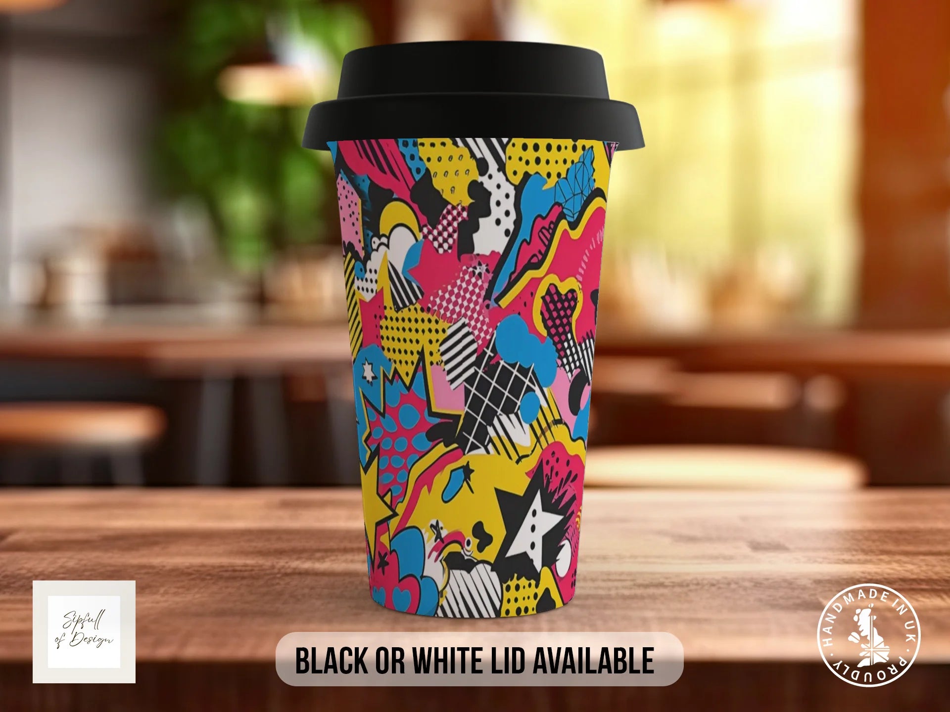 Comic Pop Full Wrap Mug – Design 8 | Graphic Novel Explosion | Bold Art Mug Travel Mug