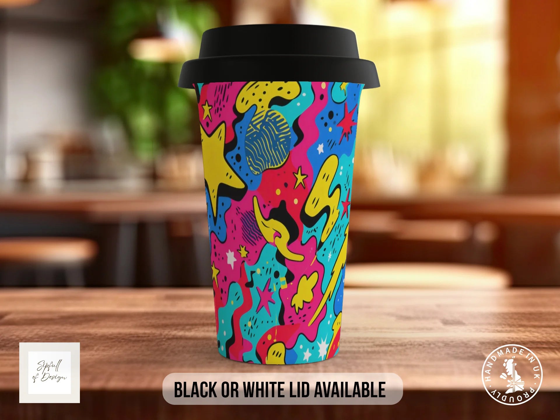 Comic Pop Full Wrap Mug – Design 9 | Psychedelic 90s Cartoon | Bold Art Mug Travel Mug